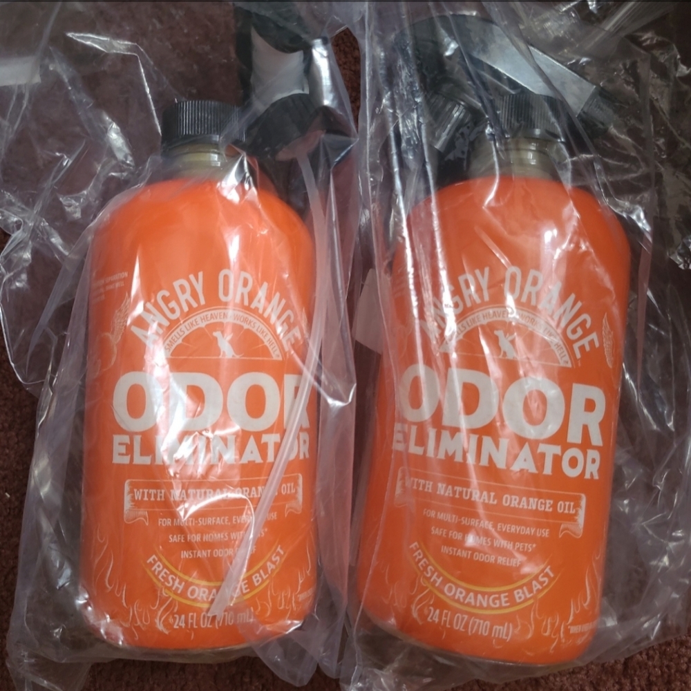 Set of 2 - ANGRY ORANGE  Odor Eliminator Spray Bottles - 24oz - NEW
